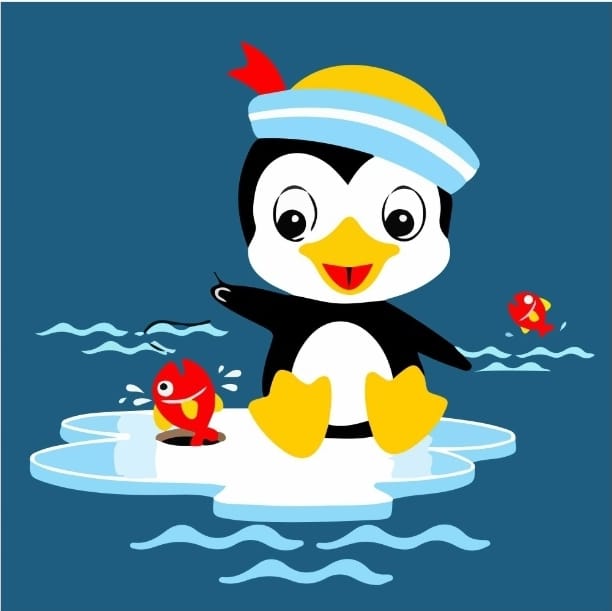 PINGUINO-Kit de pintura por números  30 x 30 cm