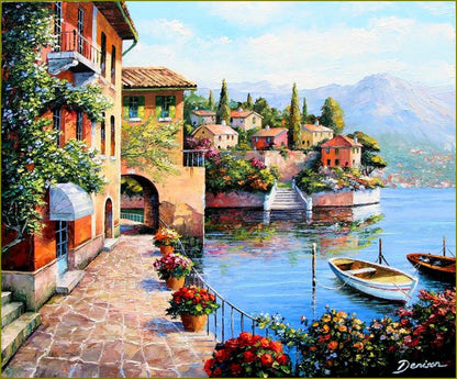 PAISAJE COSTERO-Kit De Pinturas Por Números 40 x 50cm