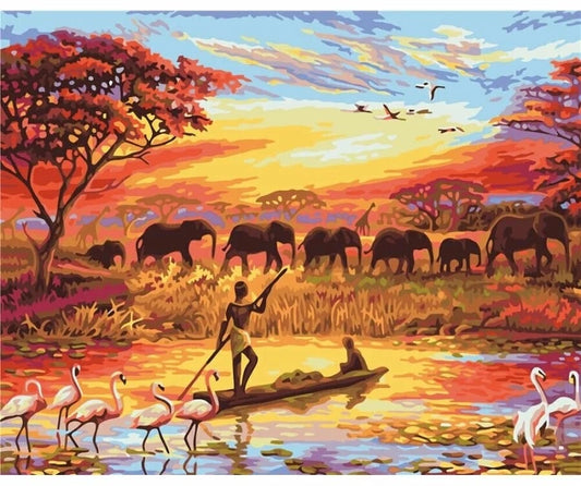 ELEFANTES-Kit De Pinturas Por Números 40 x 50cm